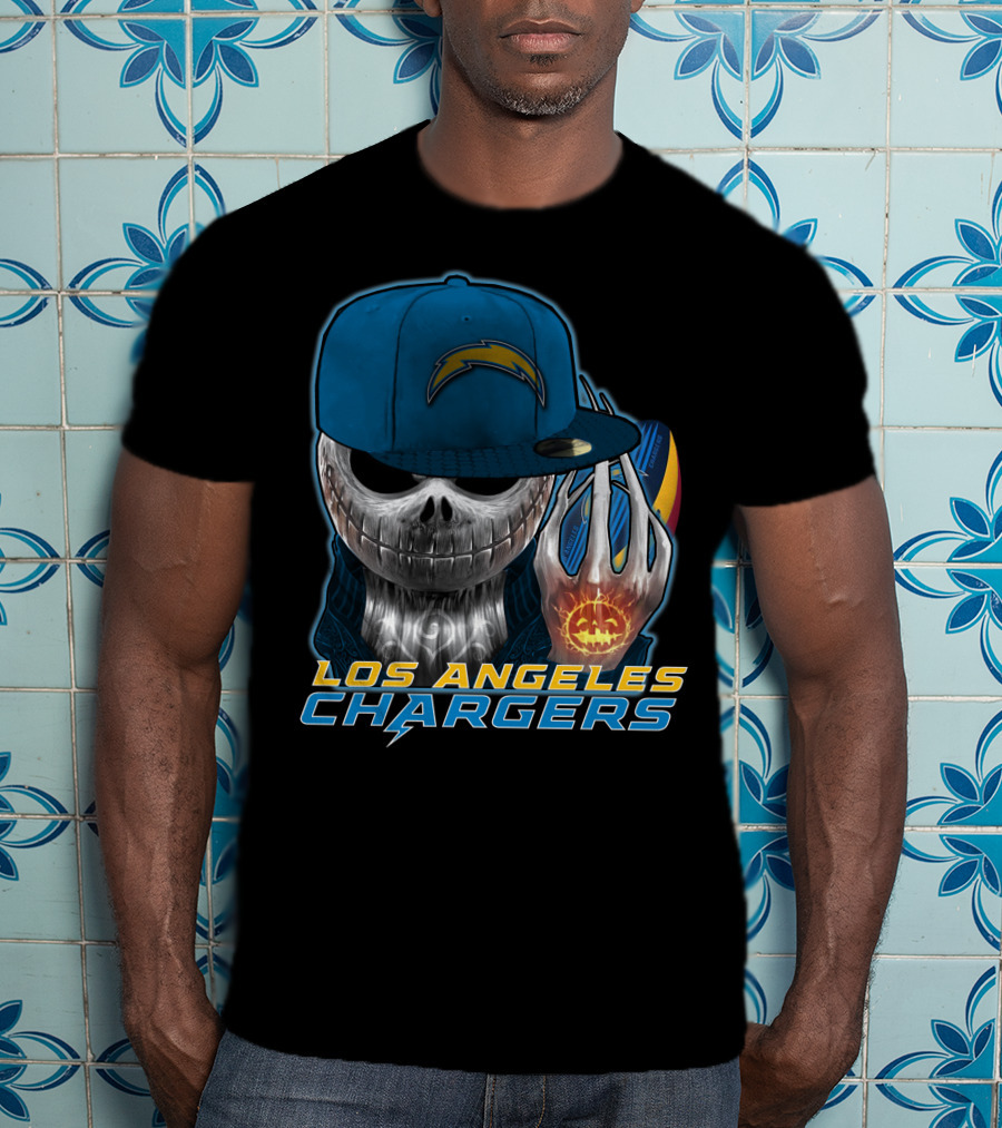 Jackskull Pumpkin Los Angeles Chargers T-Shirt