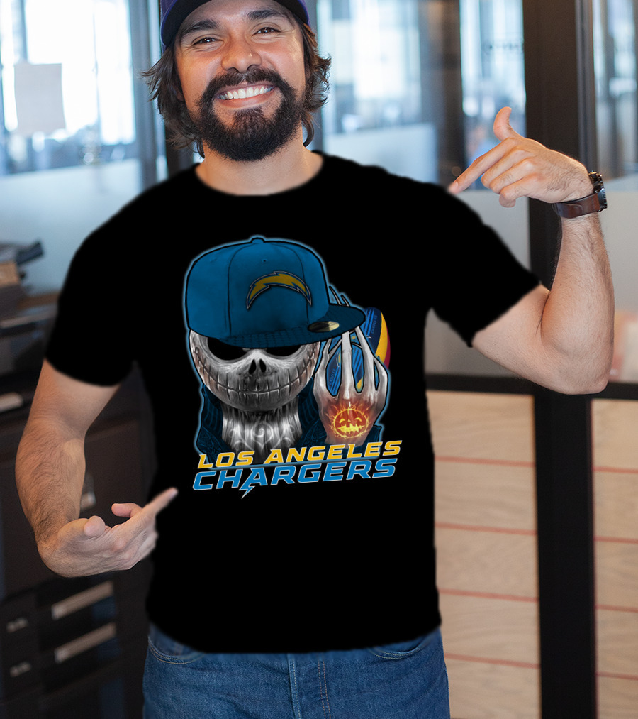 Jackskull Pumpkin Los Angeles Chargers T-Shirt