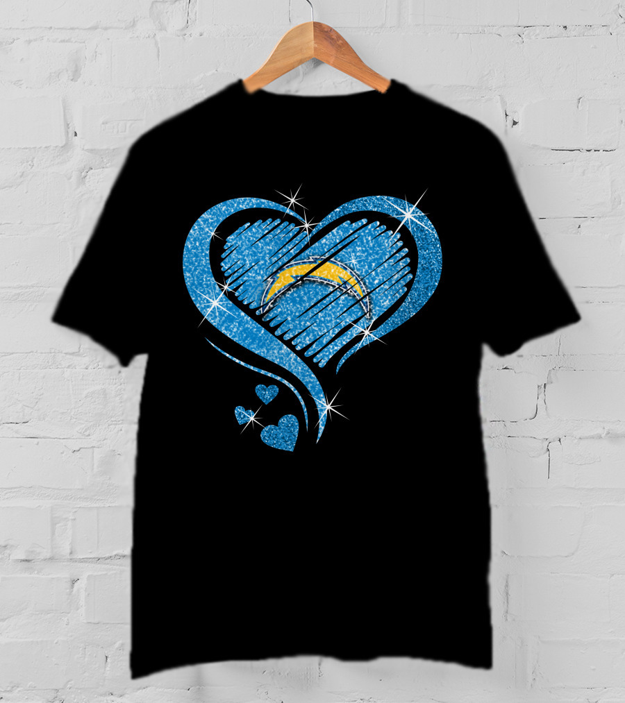 Heart Diamond Sparkle Los Angeles Chargers T-Shirt
