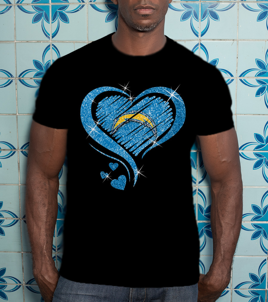 Heart Diamond Sparkle Los Angeles Chargers T-Shirt
