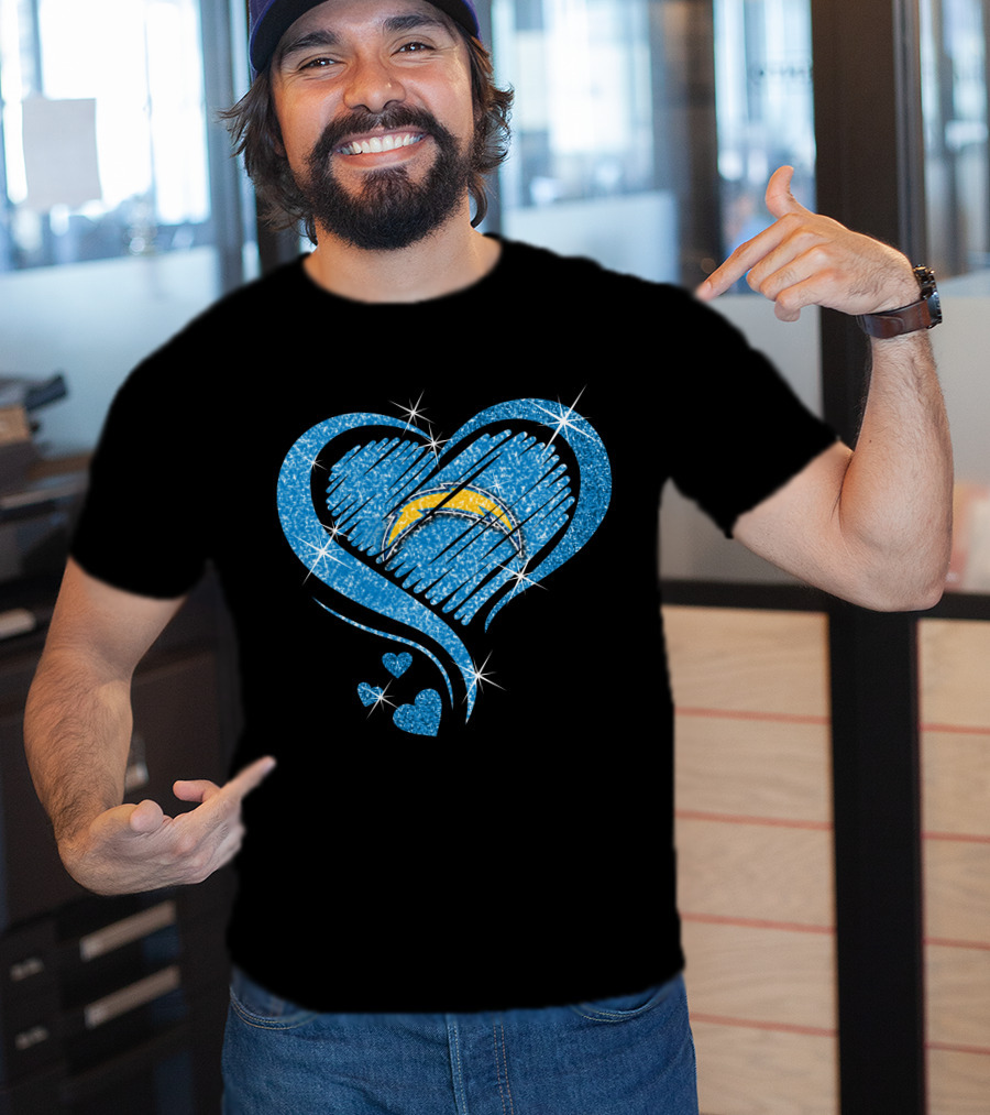 Heart Diamond Sparkle Los Angeles Chargers T-Shirt
