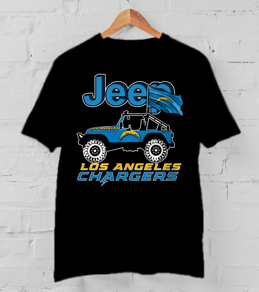 Jeep Los Angeles Chargers Blue Flag And Off-Road Vehicle T-Shirt