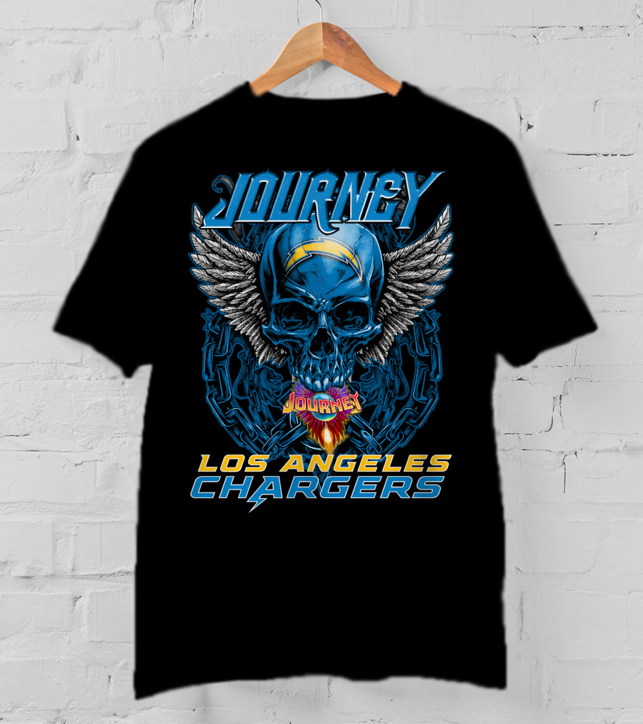 Journey Los Angeles Chargers Skull Winged Helmet T-Shirt