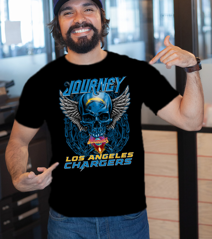 Journey Los Angeles Chargers Skull Winged Helmet T-Shirt