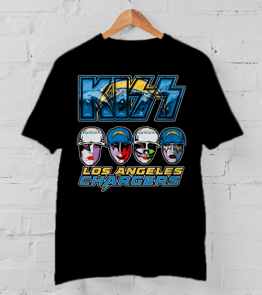 Kiss Los Angeles Chargers Band Face Paint NFL Crossover T-Shirt