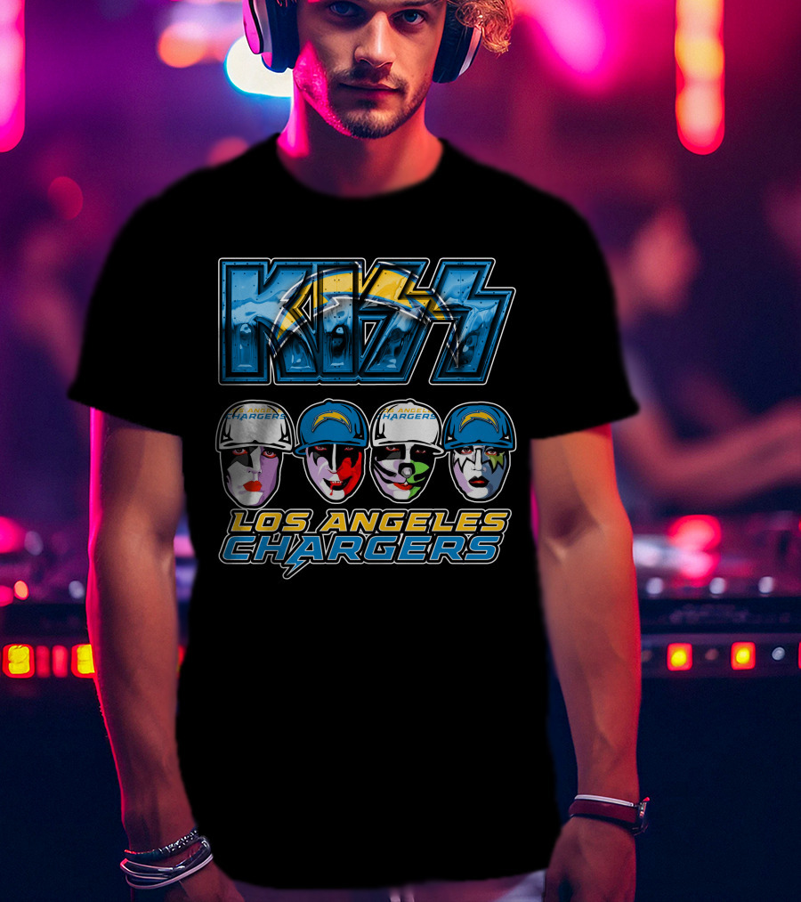 Kiss Los Angeles Chargers Band Face Paint NFL Crossover T-Shirt