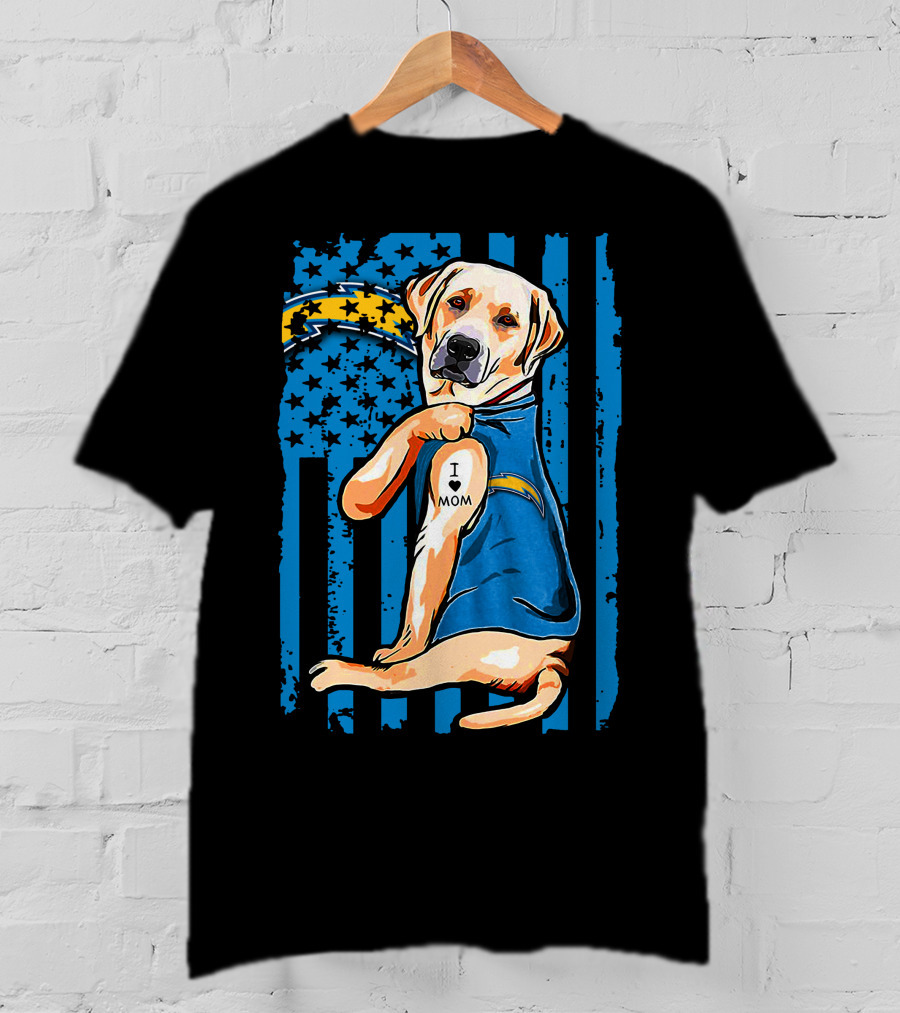 Labrador Retriever I Love Mom Los Angeles Chargers T-Shirt