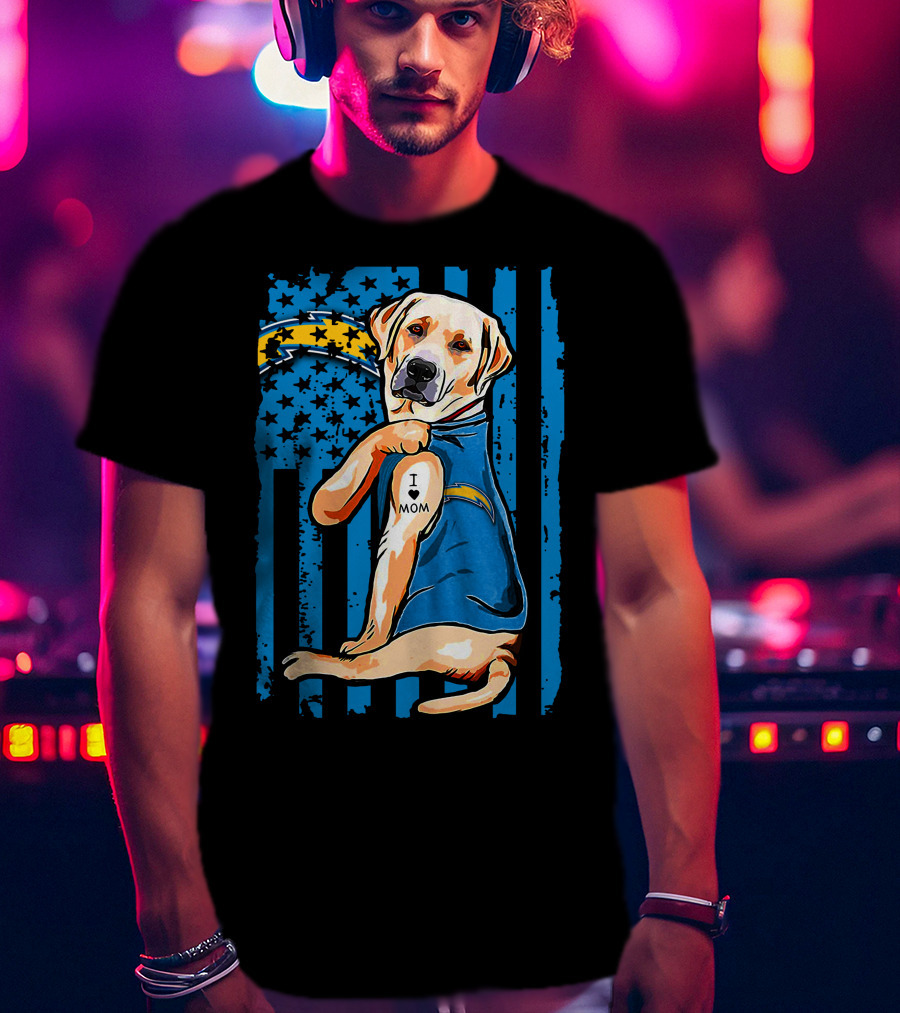 Labrador Retriever I Love Mom Los Angeles Chargers T-Shirt