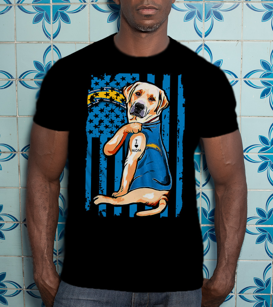 Labrador Retriever I Love Mom Los Angeles Chargers T-Shirt