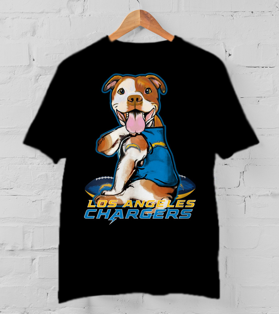 Pittbull Los Angeles Chargers NFL Football Dog Fan T-Shirt