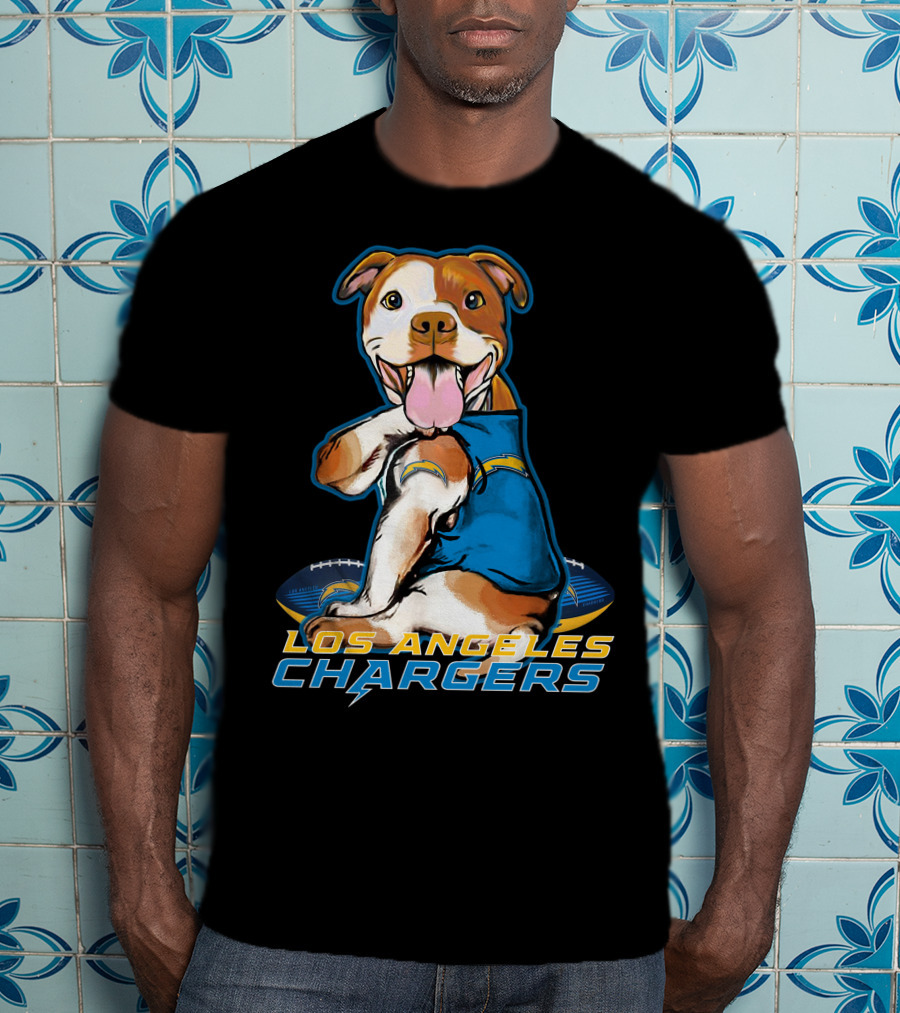 Pittbull Los Angeles Chargers NFL Football Dog Fan T-Shirt