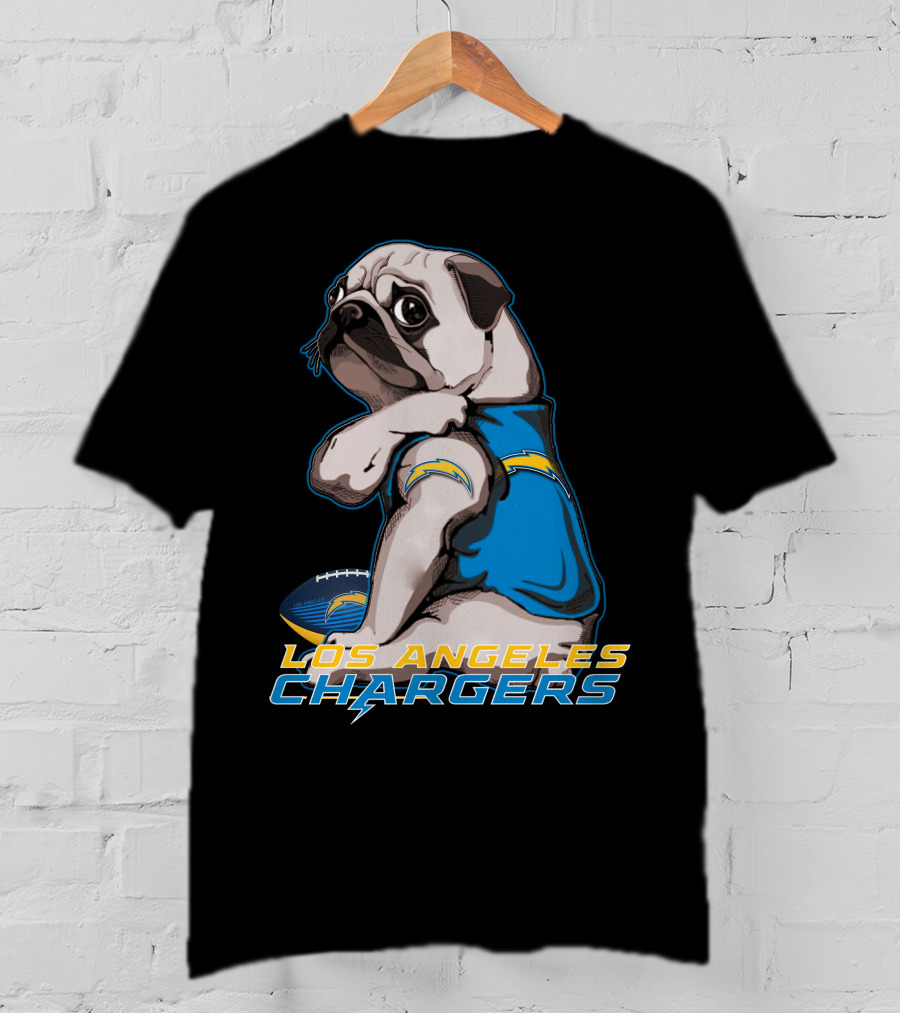 Los Angeles Chargers Pug Football T-Shirt