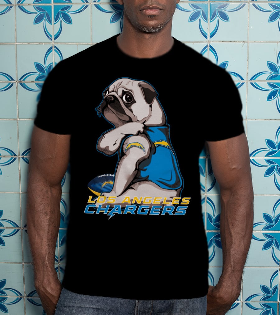 Los Angeles Chargers Pug Football T-Shirt