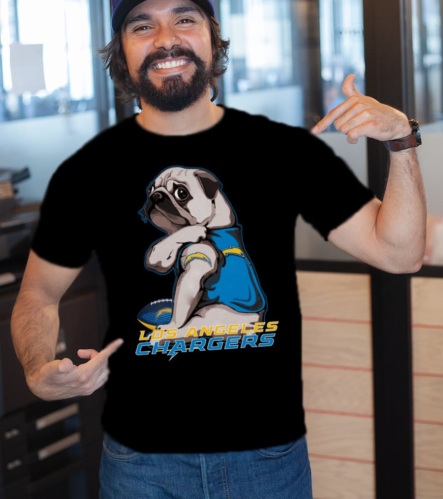 Los Angeles Chargers Pug Football T-Shirt
