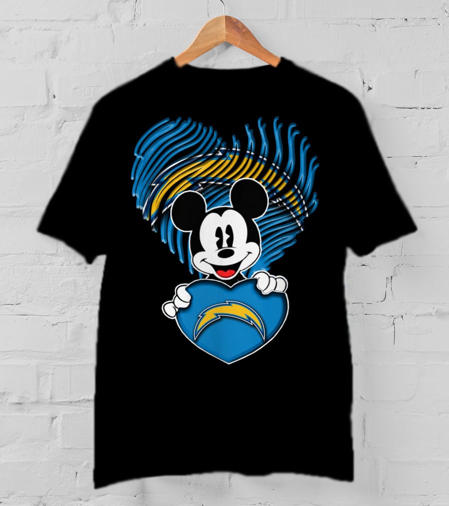 Mick Mouse Los Angeles Chargers Heart T-Shirt