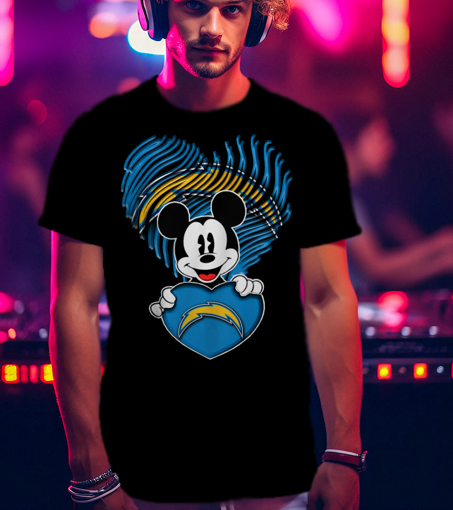 Mick Mouse Los Angeles Chargers Heart T-Shirt