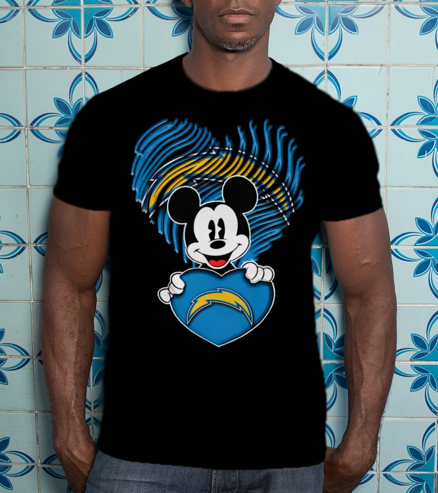 Mick Mouse Los Angeles Chargers Heart T-Shirt