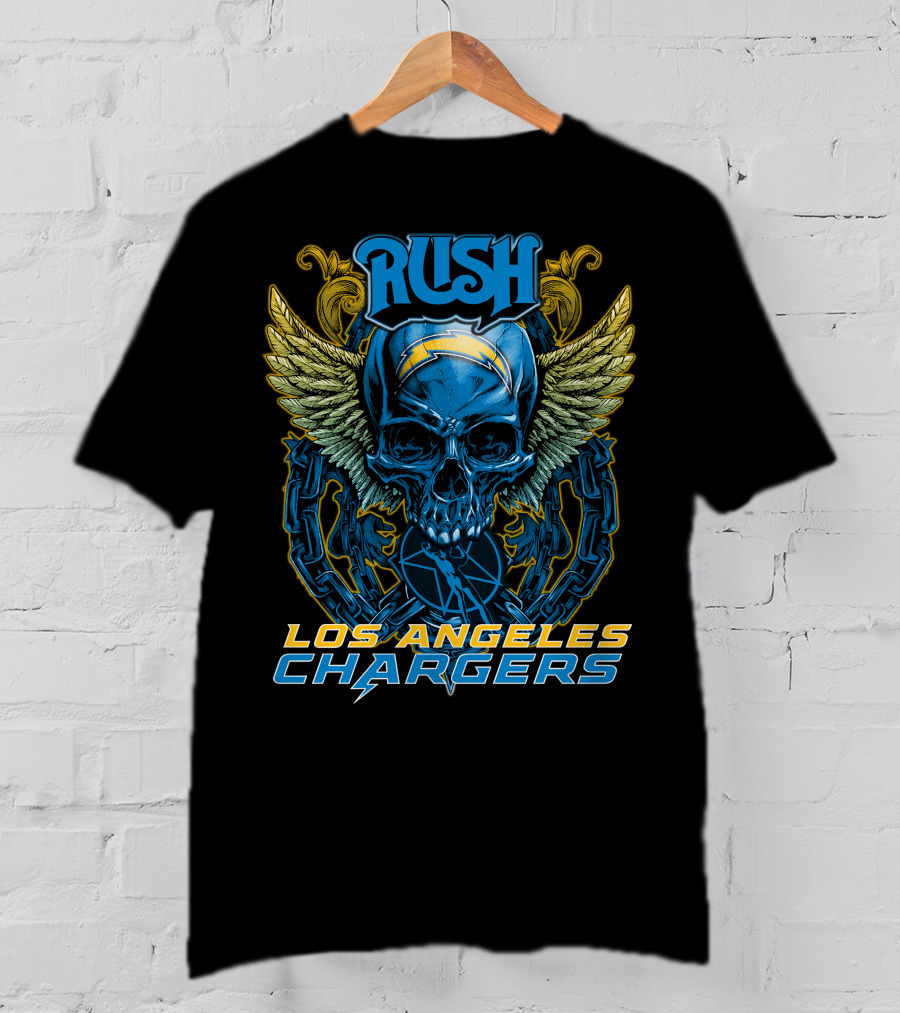 Rush Los Angeles Chargers Skull With Wings T-Shirt