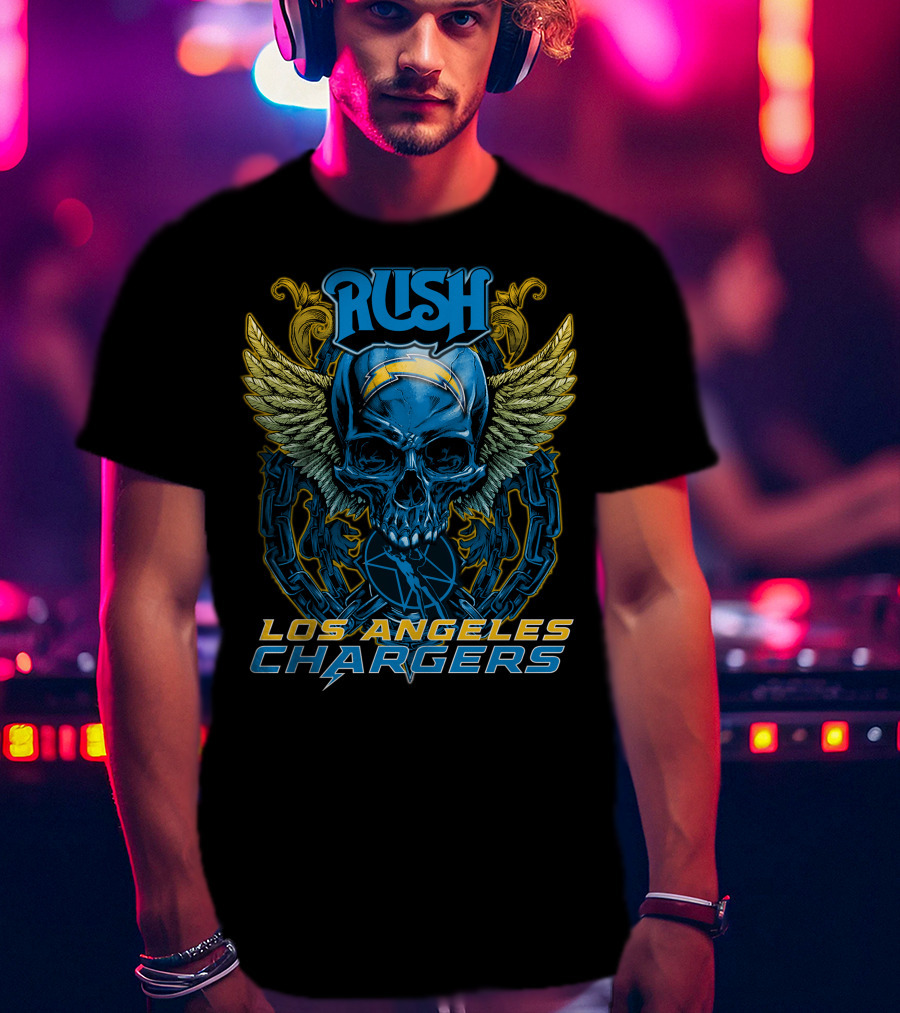 Rush Los Angeles Chargers Skull With Wings T-Shirt