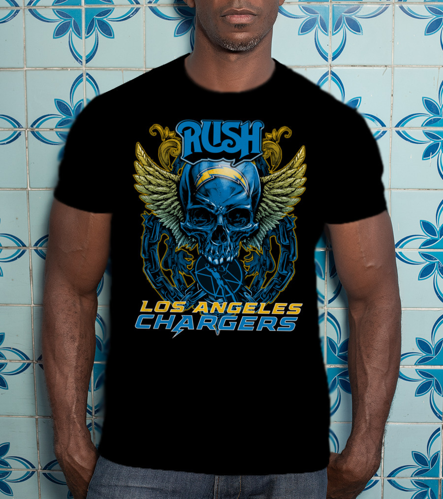 Rush Los Angeles Chargers Skull With Wings T-Shirt