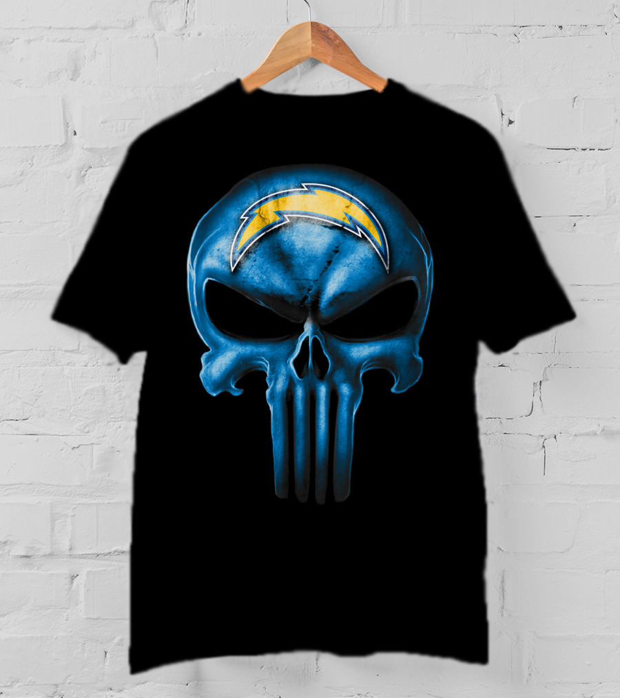 Skull Los Angeles Chargers Blue Punisher T-Shirt