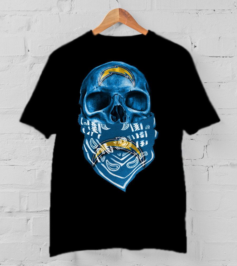 Skull Bandana Los Angeles Chargers T-Shirt