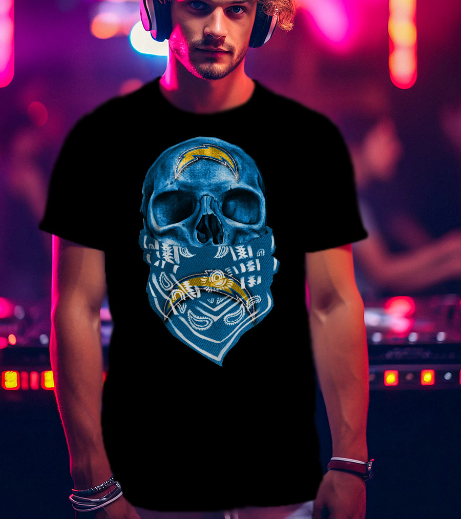 Skull Bandana Los Angeles Chargers T-Shirt