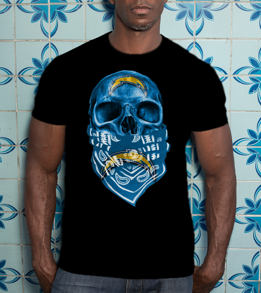 Skull Bandana Los Angeles Chargers T-Shirt