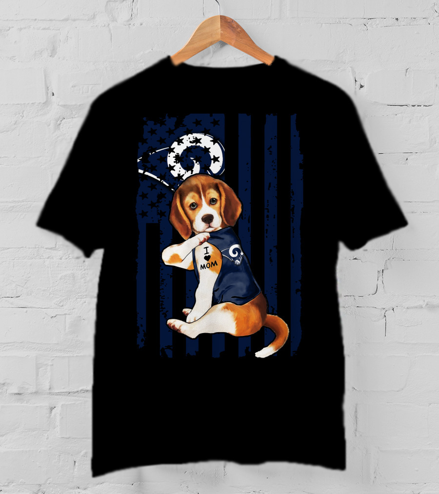 Beagle I Love Mom Los Angeles Rams T-Shirt