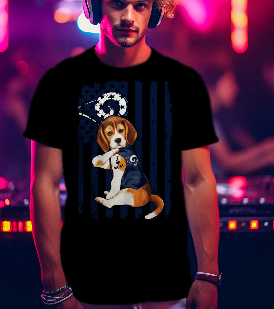 Beagle I Love Mom Los Angeles Rams T-Shirt