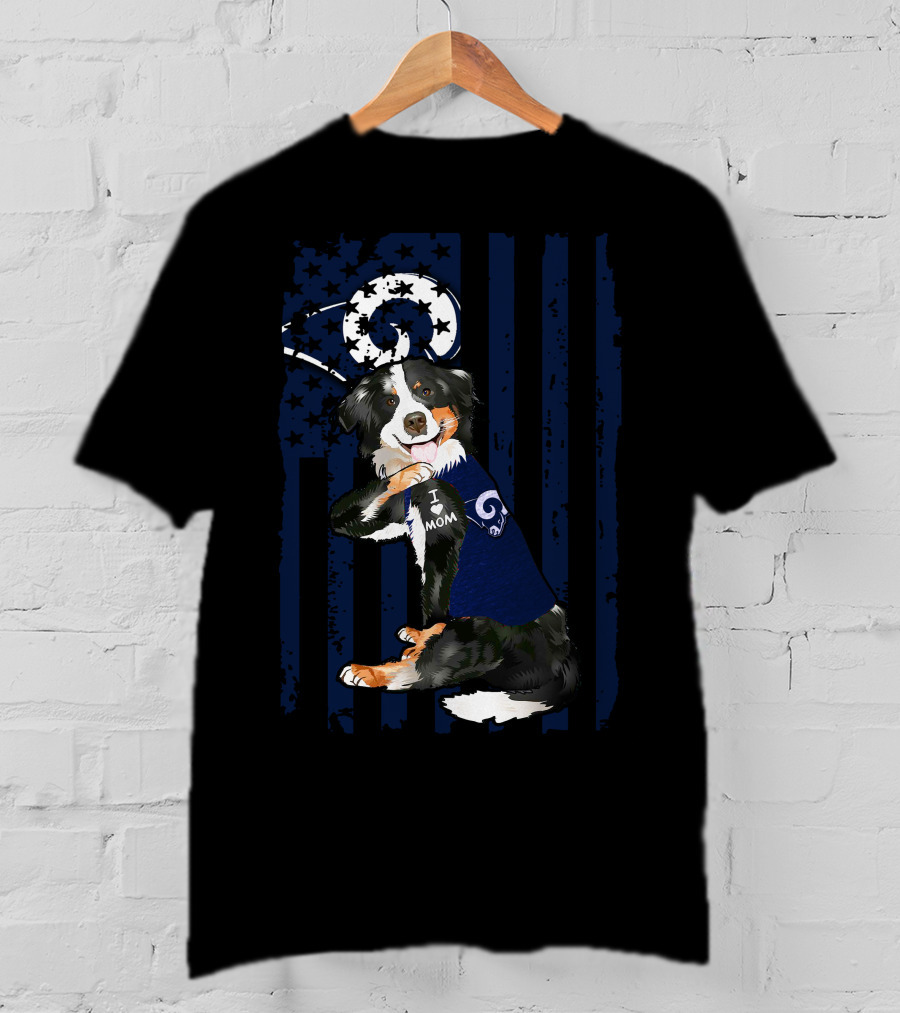 Border Collie I Love Mom Los Angeles Rams T-Shirt