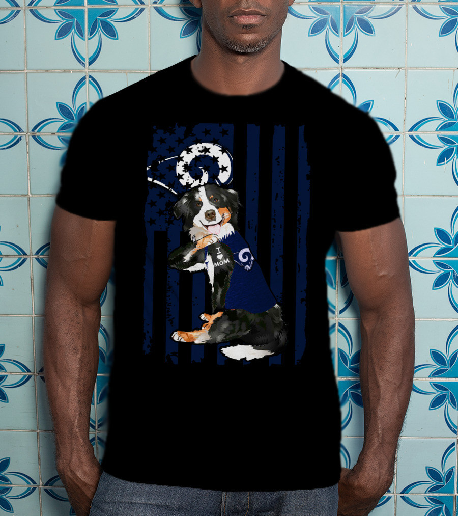 Border Collie I Love Mom Los Angeles Rams T-Shirt