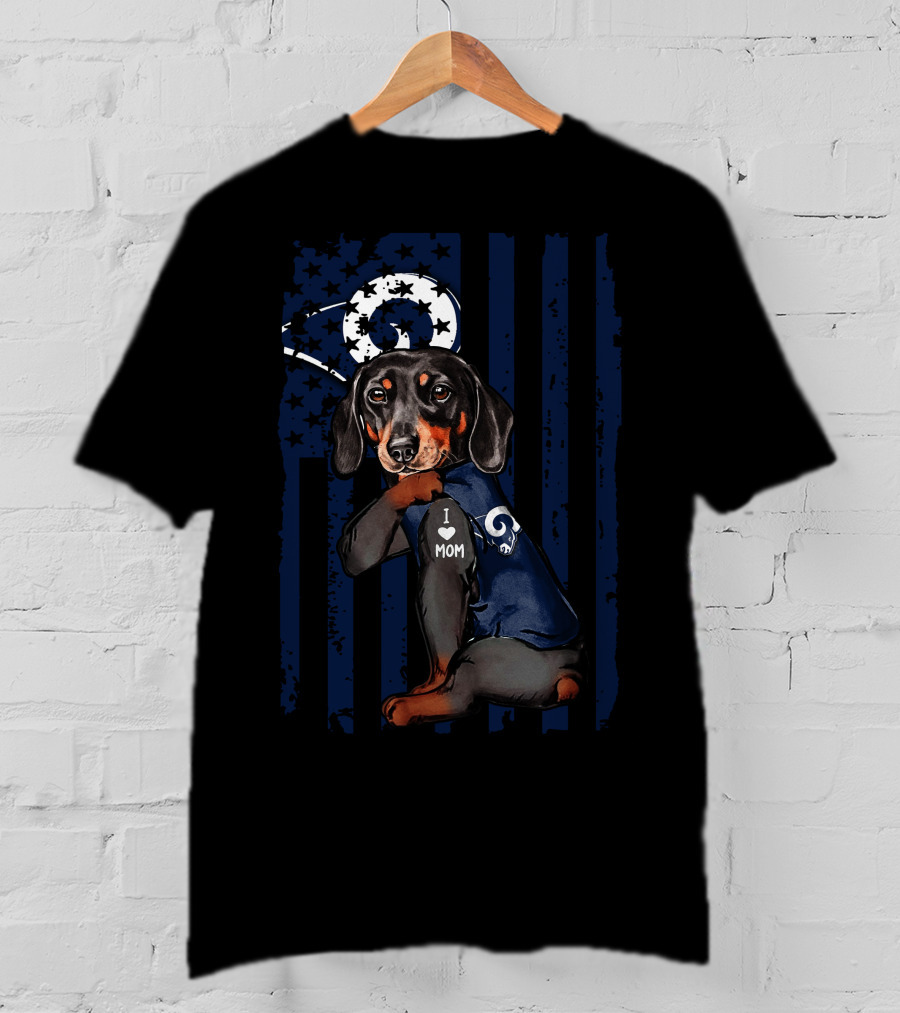 Dachshund I Love Mom Los Angeles Rams T-Shirt