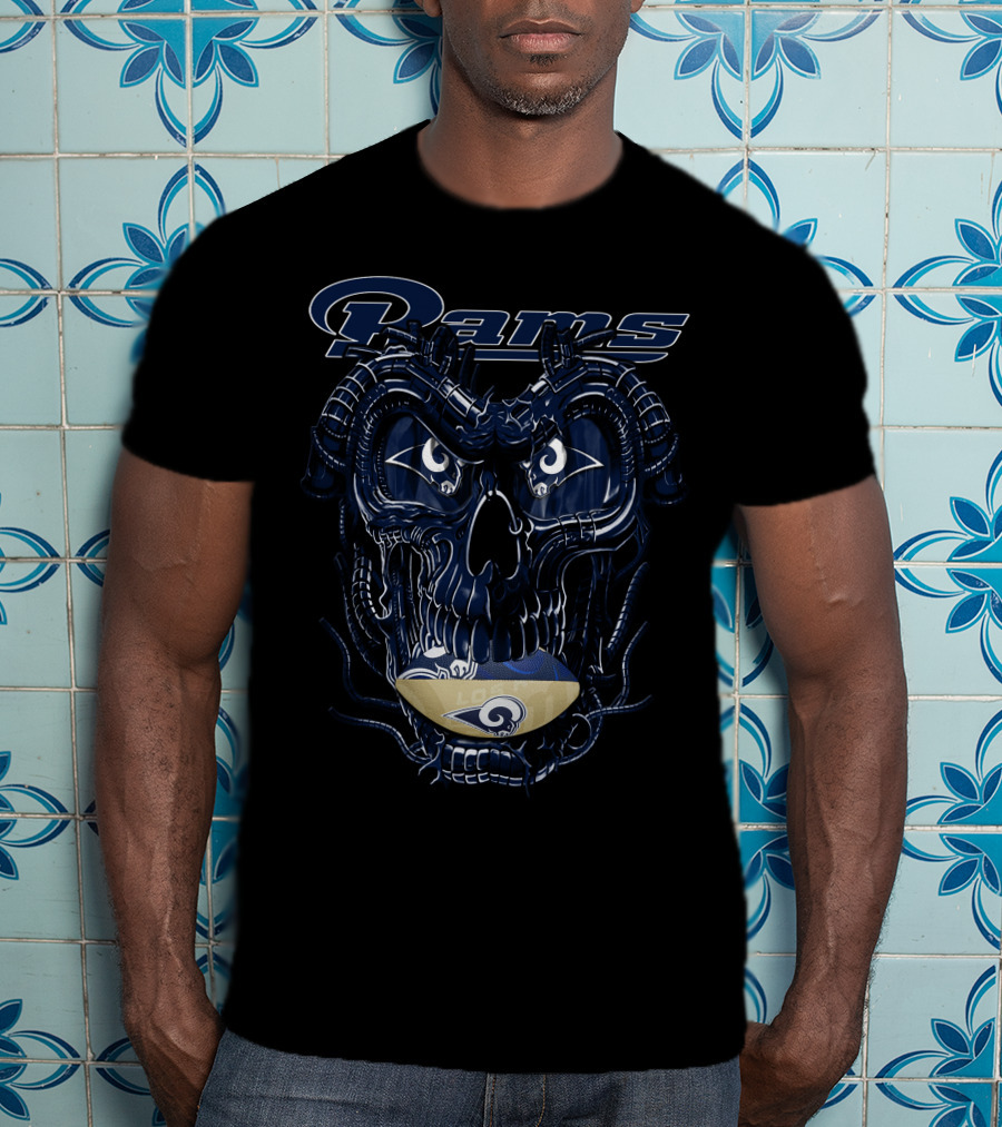 Rams Dragonskull Los Angeles Football Motif T-Shirt