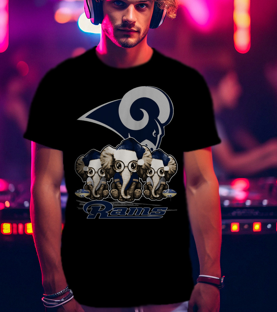 Elephant Xmas Los Angeles Rams T-Shirt