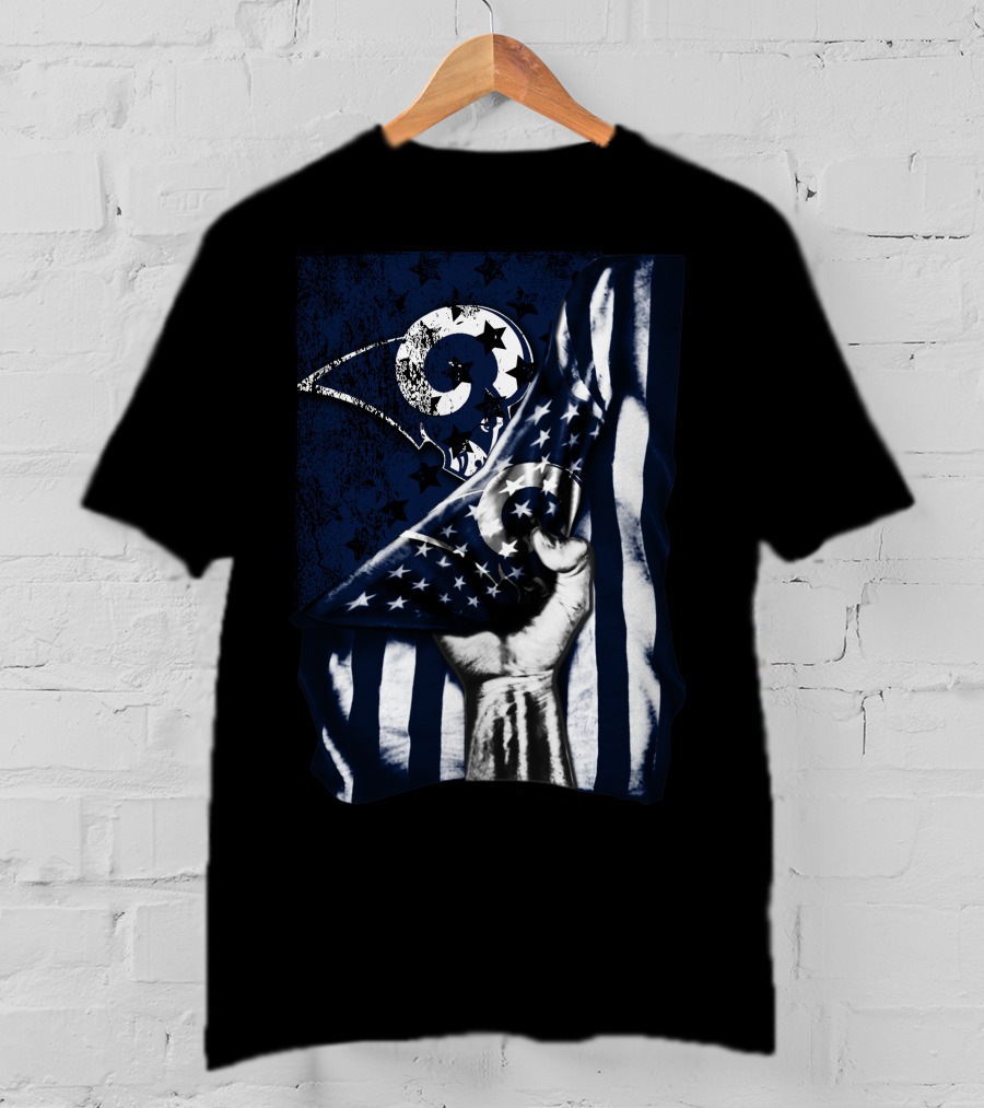 Los Angeles Rams American Flag Stars And Stripes Hand T-Shirt
