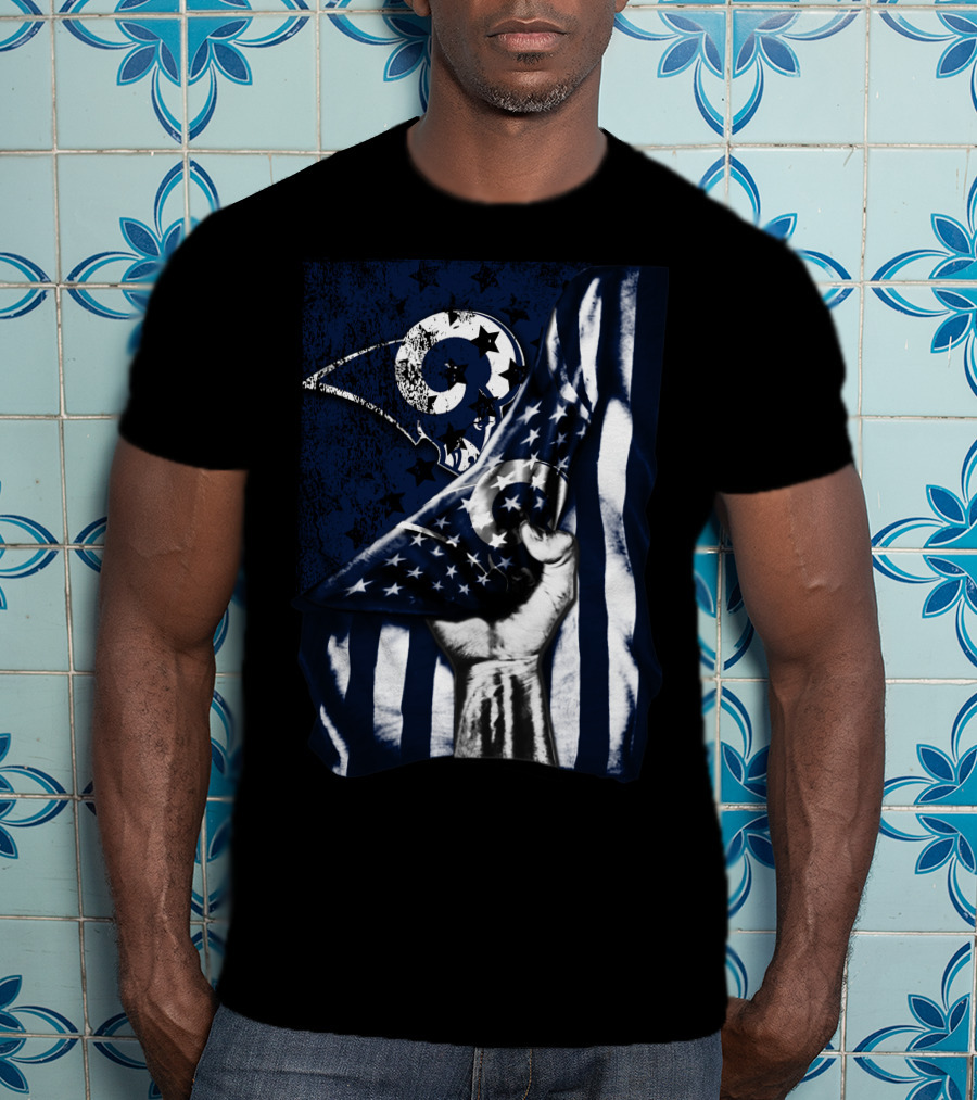 Los Angeles Rams American Flag Stars And Stripes Hand T-Shirt