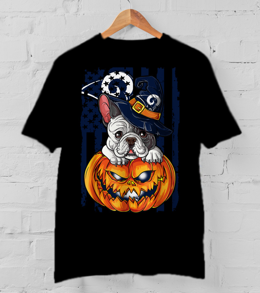 Hlw Bulldog Wizards Hat Pumpkin Los Angeles Rams T-Shirt