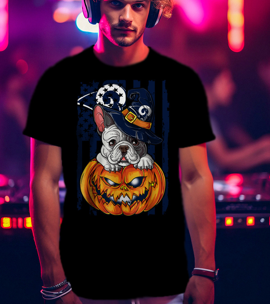 Hlw Bulldog Wizards Hat Pumpkin Los Angeles Rams T-Shirt