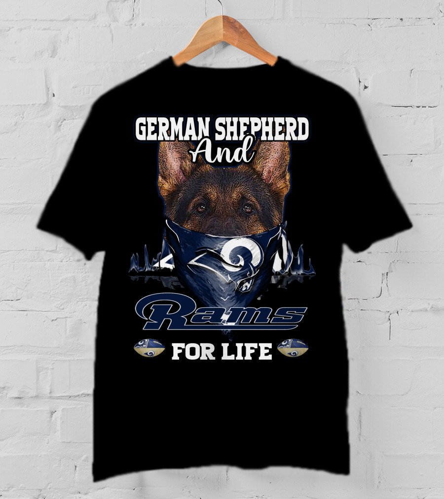 German Shepherd And Rams For Life Los Angeles T-Shirt