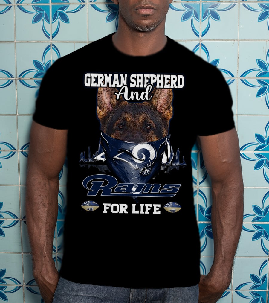 German Shepherd And Rams For Life Los Angeles T-Shirt