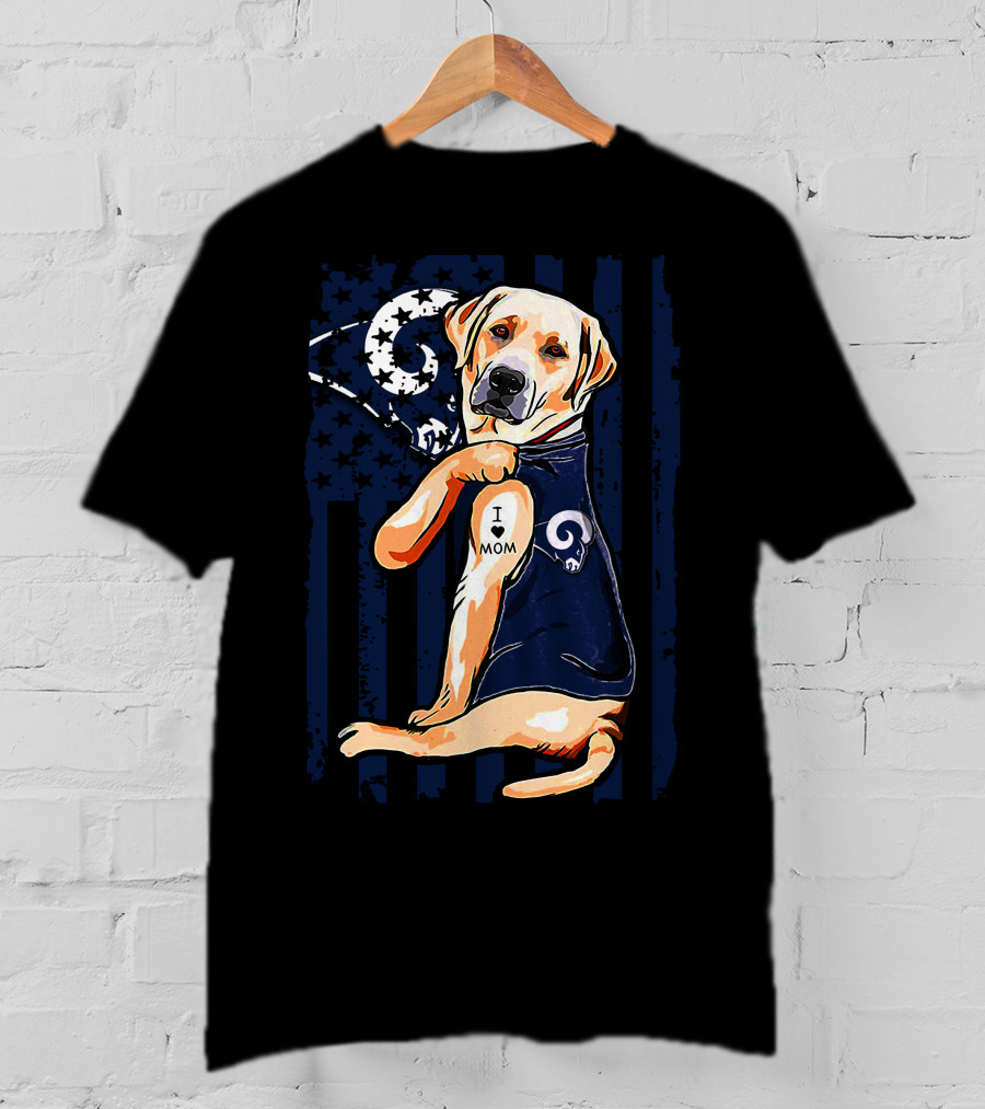 Labrador Retriever I Love Mom Los Angeles Rams Fan T-Shirt