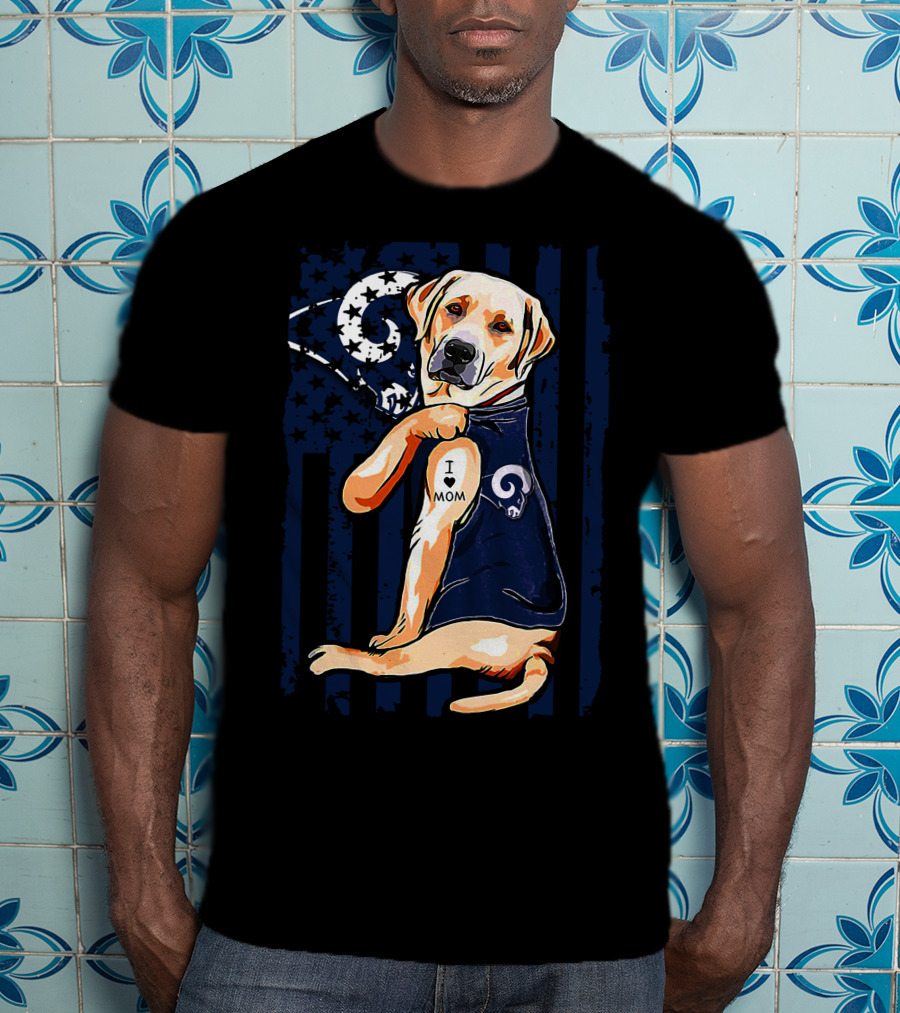 Labrador Retriever I Love Mom Los Angeles Rams Fan T-Shirt