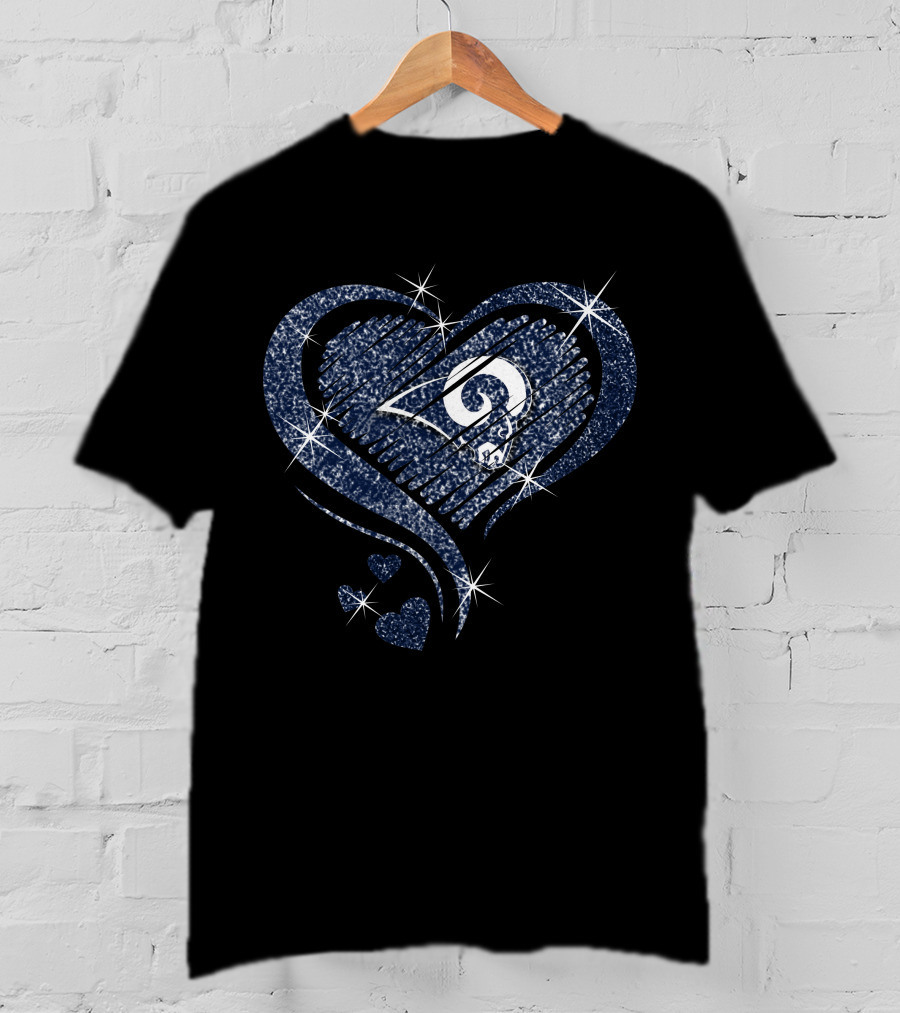 Sparkling Heart Diamond Los Angeles Rams T-Shirt
