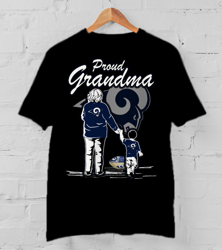 Proud Grandma Los Angeles Rams Football Fan With Child And Team T-Shirt