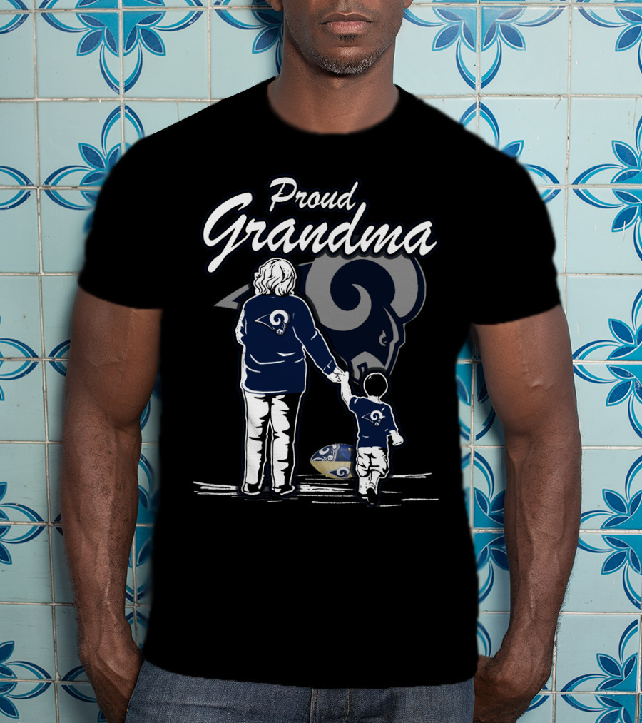 Proud Grandma Los Angeles Rams Football Fan With Child And Team T-Shirt