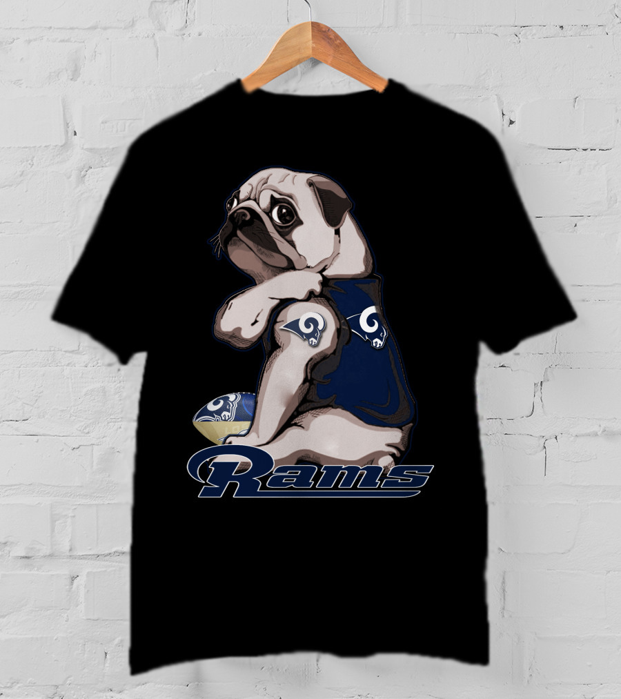 Pug Rams Football Team Fan T-Shirt