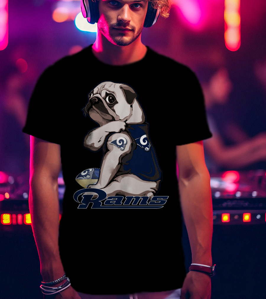 Pug Rams Football Team Fan T-Shirt