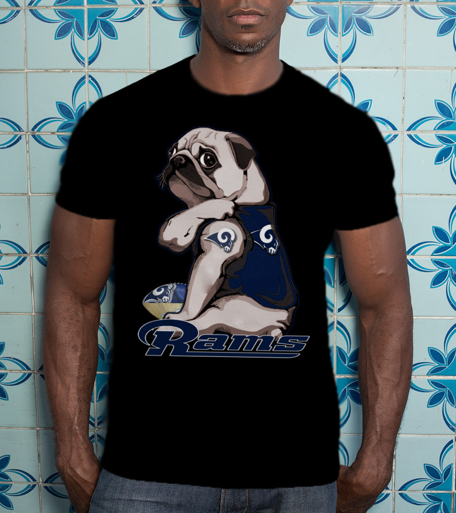 Pug Rams Football Team Fan T-Shirt