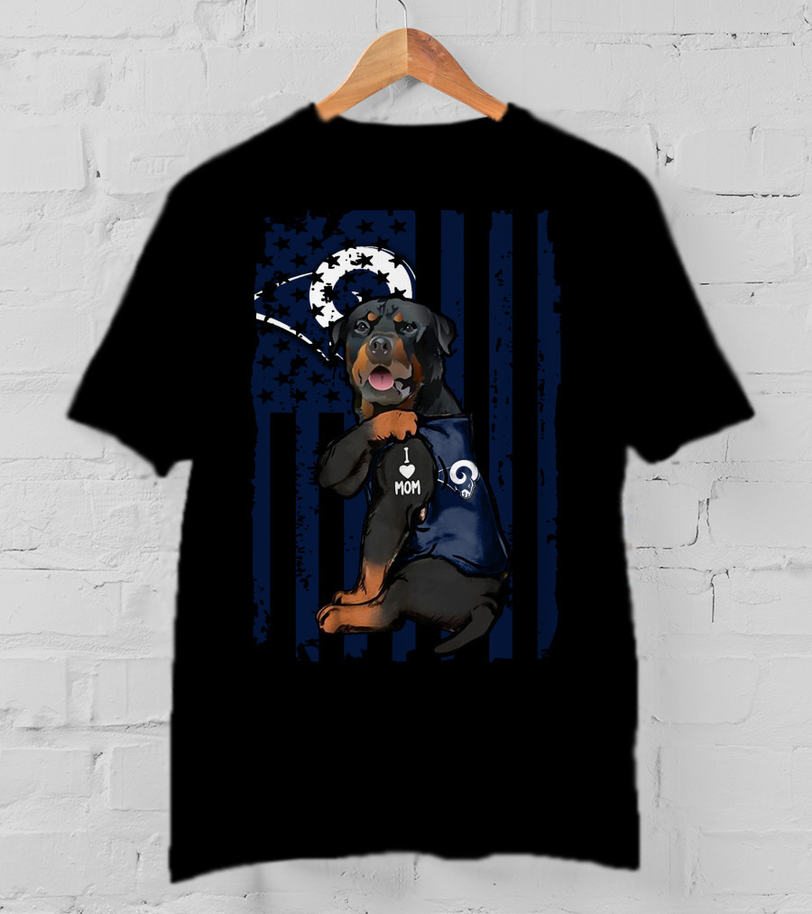 Rottweiler I Love Mom Los Angeles Rams T-Shirt